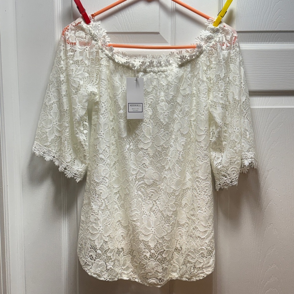White Lace Off-Shoulder Blouse